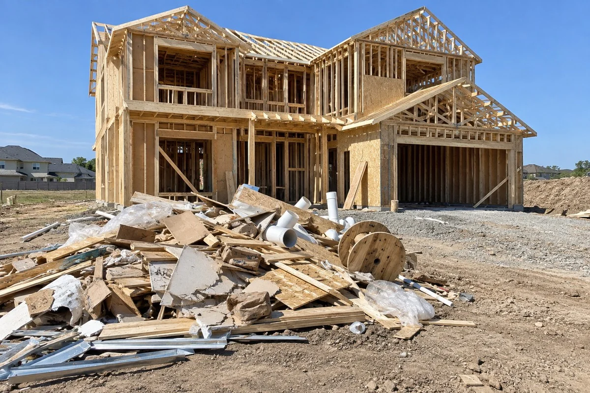 Construction material removal and haul-off from an active job site